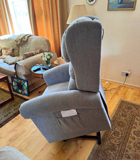 Grey Fabric Recliner Chair Reclinable With Headrest Padded Seat Used