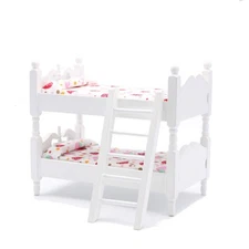 Z MAYABBO Wooden Dollhouse Furniture of Baby bunk Bed with Ladder for Miniatu...