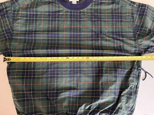 Vintage IZOD Jacket Mens Large Plaid Packable Windshirt Golf Pullover Green Blue - Picture 12 of 14