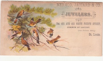 Mermod Jaccard & Co Jewelers St Louis MO Brown Birds Vict Card c1880s