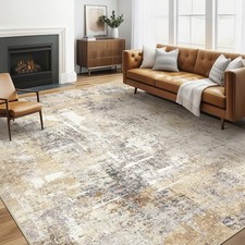 Area Rug Living Room Rugs: 5x7 Washable Large Abstract Modern Soft Stain Resista