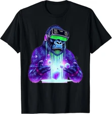 Gorilla VR Gamer Playing Tag Boys Funny Adult Gorilla VR T-Shirt