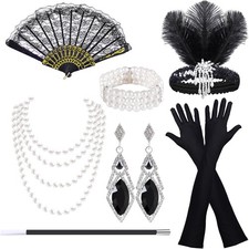 1920s Flapper Great Gatsby Accessories Set Roaring 20's Theme Set for Women, Re
