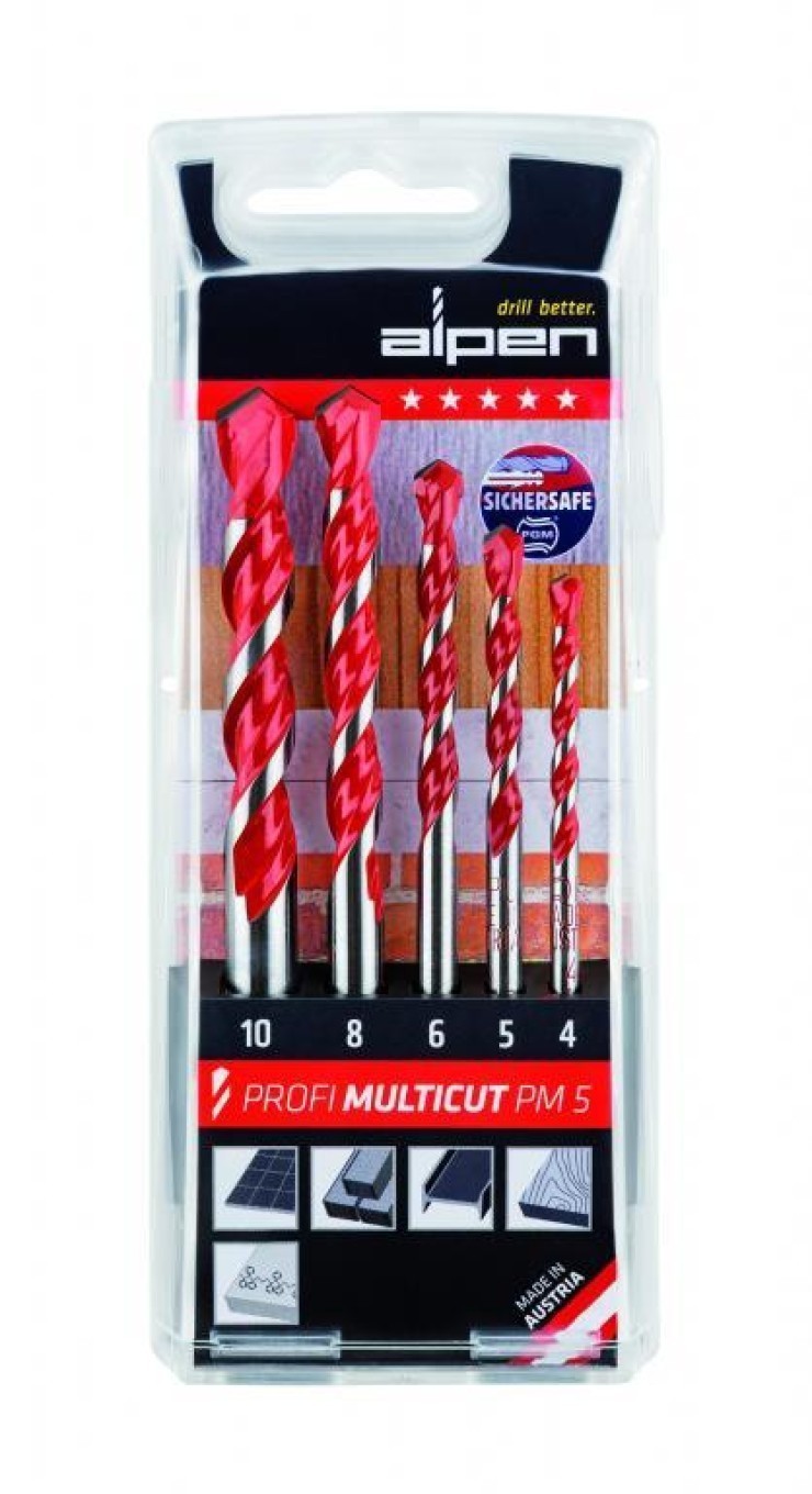 Alpen100705100 MultiCut Drill Bit Set 5-Piece Carbide for Multi-Pu... - Image 3