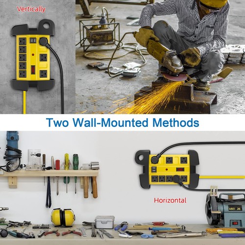 Heavy Duty Power Strip with USB, Workshop 8 Outlet Surge Protector 2700 Joule... - 第 7/7 張圖片
