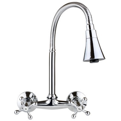 Armatur Küche Ausgußbecken Zweigriff Wasserhahn Mischer Wandarmatur Spültisch