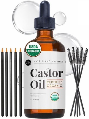 Castor Oil Organic 100% Pure Cold Pressed Hexane Free 4oz Starter Kit