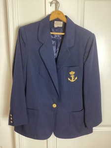 Vintage THE VILLAGER NAVY BLUE Blazer, ANCHOR crest. 16W