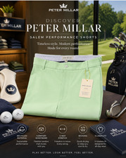 Peter Millar Salem Crown Sport Performance Shorts Men's 42 Pear Green NWT Golf