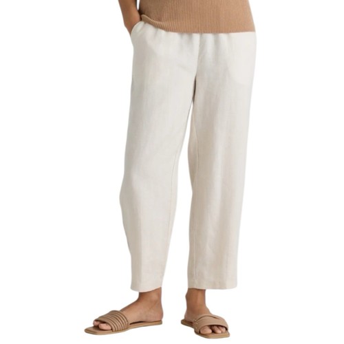 Quince 100% European Linen Crop Pants Elastic Band Sand Beige Women Size XS