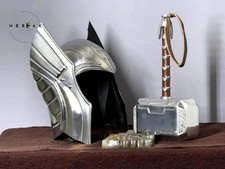 Thor Hammer & Medieval Knight Helmet Set | Viking Armor Cosplay LARP Collectible