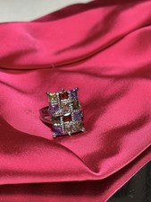 925 Sterling Silver Multicolor Multistone Squ...