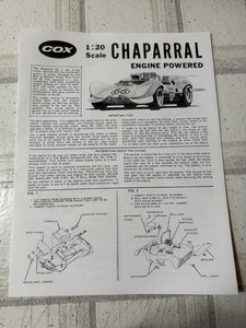 COX THIMBLE DROME GAS POWERED CHAPARRAL TETHER CAR OWNERS MANUAL COPY