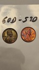  1959-D LINCOLN CENT RAINBOW TONED 2 PENNY'S BU 1960-D PURPLE/BLUE UNC LOT #B — photo 1