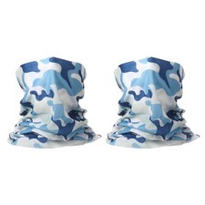 2pcs Summer Cooling Neck Gaiter Sun Protection Face Mask, Camo Blue-white