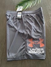 Under Armour Boy's Loose UA Tech Logo Shorts1383333 Size YXL Gray/Orange