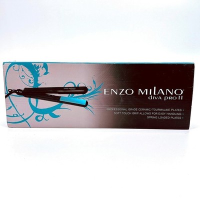 Enzo Milano Diva Pro II 1 Inch Ceramic Tourmaline Flat Iron EMDPFII Black Teal