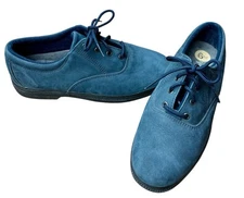 Easy Spirit Womens Size 6.5B  Blue Suede Shoes Lace Up Casual Shoes