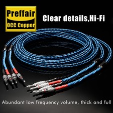 Pair 8TC Hi-Fi Audio Speaker Cable OCC Copper Wire Banana/Y Spade Plug