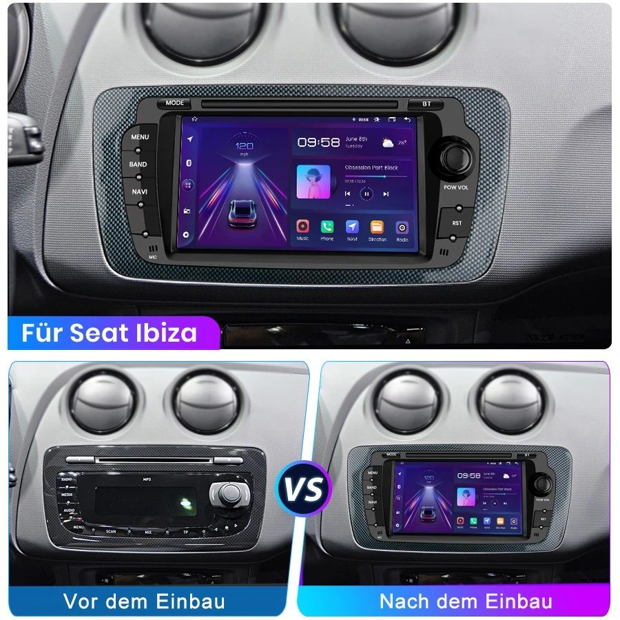 WIFI DAB Carplay Android 13 Autoradio Für Seat Ibiza IV 6J 2009-2013 BT GPS 6.2" - Bild 4 von 4
