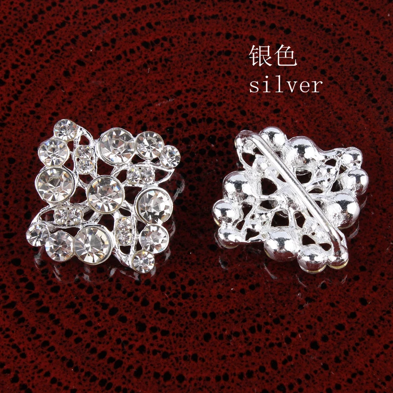 20PCS Bling Metal Rhinestone Buttons Shank Crystal Square Beads  Decorative - Image 3 of 3