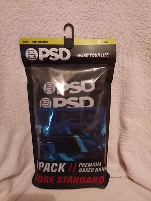 PSD Core Standard Premium Boxer Briefs Blue Check Up 3 Pack Size X Large - New