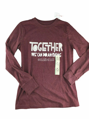 NEW NWT Cat & Jack Maroon Red Shirt ''Together We Can Do Anything'' #FamilyGoals