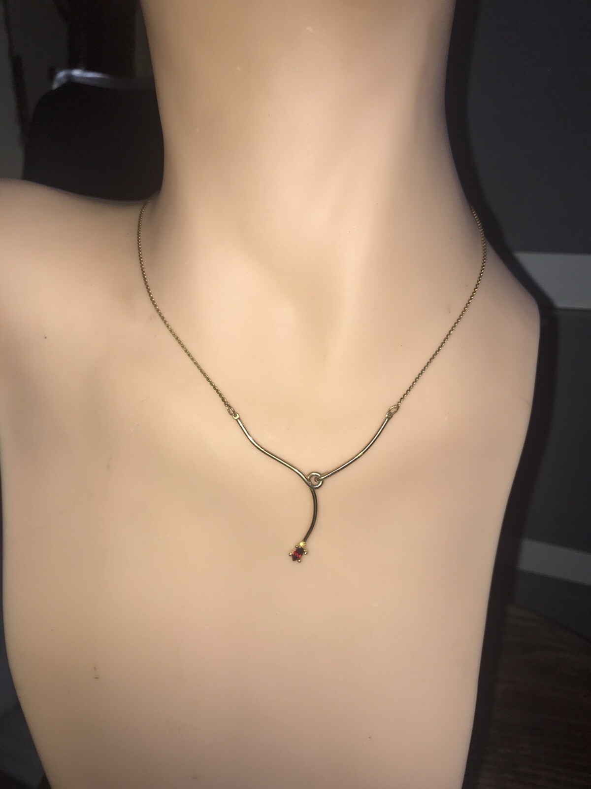 BIAGI Vtg GP Ruby Y Shaped Crystal Choker Necklac… - image 4