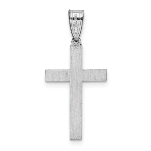 Unisex 14K White Gold Polish Plain Center Crucifix Cross Religious Charm Pendant - Picture 3 of 3
