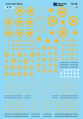 Microscale 1/72 1/76 WWII US Armor Yellow Stars Codes Markings Insignia Decals