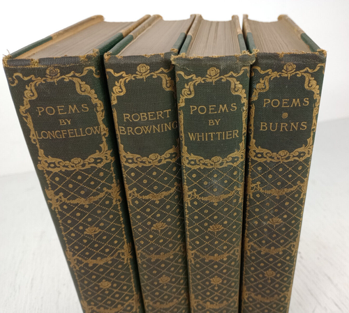 Poems (Hardcover 1892) Set of 4 Stokes Company Whitter Browning Longfellow Burns - Picture 2 of 12