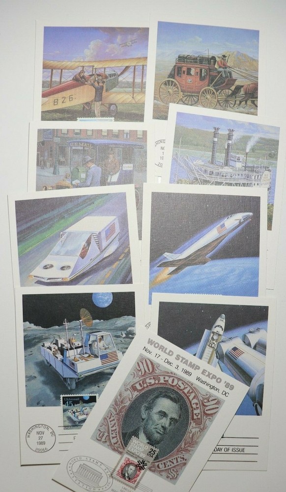 World Expo 89 Philatelic Maxi Card FDC set9 UPU 1989 2410 c122 c125 2434-3437