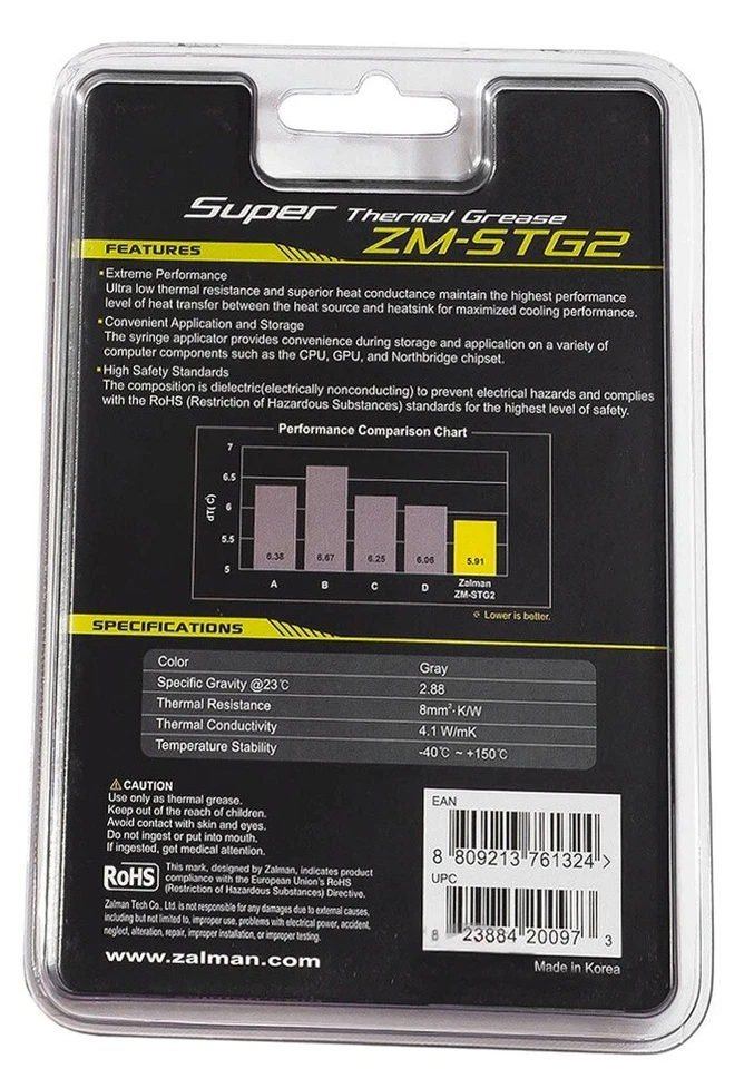 ZALMAN ZM-STG2 Super thermal grease paste compound 3.5g new, factory & sealed - Image 2 of 2
