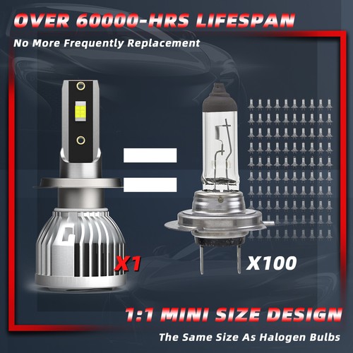 H7 LED Headlight Bulbs Kit High/Low Beam Super Bright 6000K Cold White Bright - Picture 3 of 11