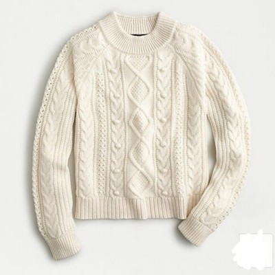 Ivory Pom-pom cable-knit sweater AE995 