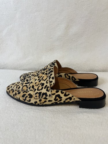 ZAPATOS HALÓGENOS MUJER TALLA 9 PELO DE BECERRO LEOPARDO MULAS SIN CORDONES BOHO COTTAGECORE - Imagen 5 de 9