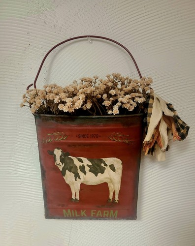 Metall Primitive Wandbehang Tasche Kuhmilch Bauernhof Landhaus Kern - Bild 12 von 12