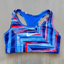 Nike Women's Sports Bra Size Small Blue and Red Unpadded Racer Back Dri-Fit