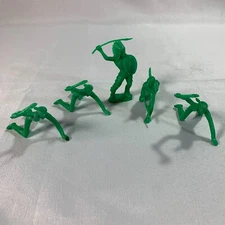 Tim-Mee Native American Green Plastic  1950s - 1960s  70mm Lot Of 5