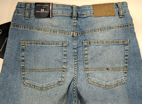 TOMMY HILFIGER Boy's Jean Shorts size 16R Med Wash Adj Waist Stretch Fabric NWT - Picture 18 of 20