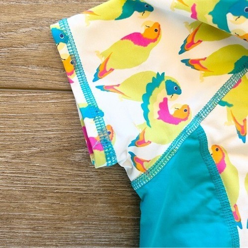 Garnet Hill Kids Girls Swimming Tops Size 7 Colorful Parrots Summer Swim Pool - Picture 4 of 10