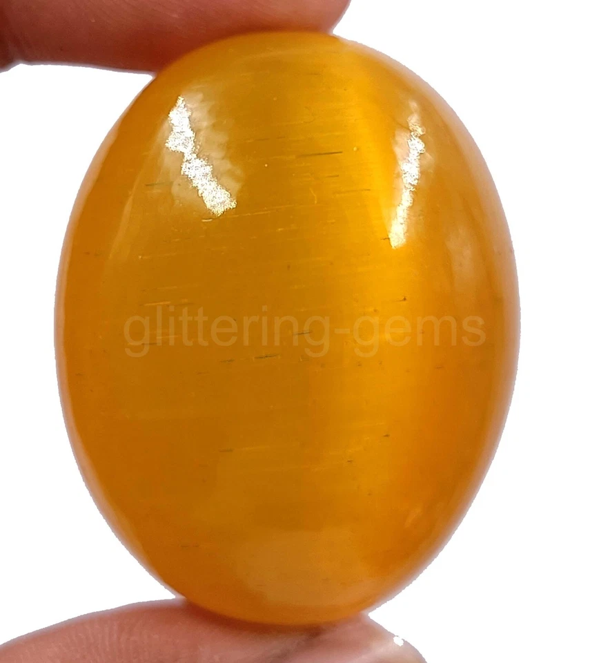 Piedra preciosa suelta amarilla ojo de gato natural forma ovalada de 232,00 quilates certificada IGL 5AIV Foto 3 de 4