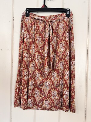 VTG LL Bean Freeport M Medium Women's Silk Viscose Paisley Pocket Skirt NOS