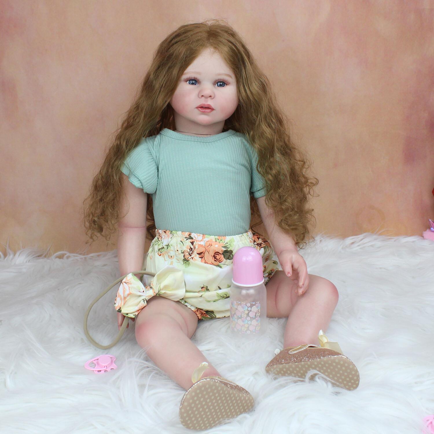 Toddler Girl Rooted Long Hair Cloth Body