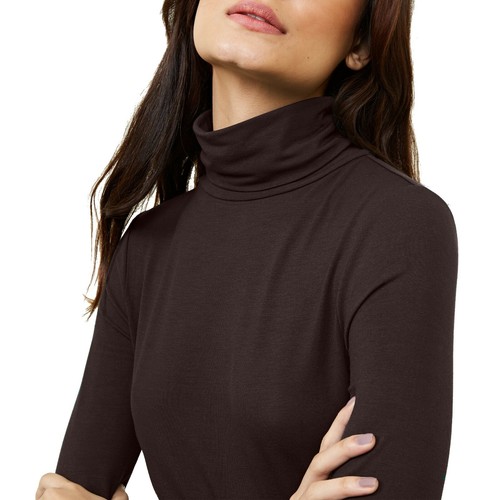 Womens Ladies Long Sleeve Roll Neck T Shirt High Polo Ribbed Knitted Jumper Tops - Picture 26 of 29