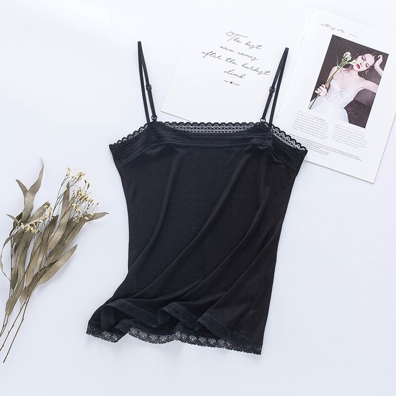 Knitted Silk Camisole Bottoming Tank Top Lace Sexy Mulberry Silk Camisole Top