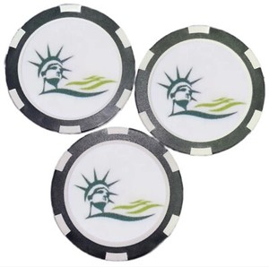 THREE (3) Liberty National Golf Club - Poker Chip GolfBall Marker