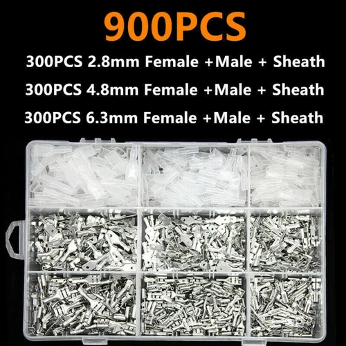 900-tlg Flachsteckhülsen Flachstecker Sortiment Set Kabelschuhe Quetschverbinder - Bild 15 von 32