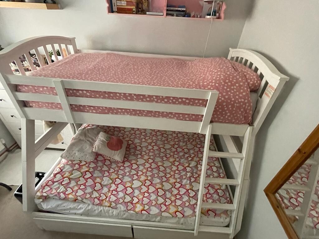double bunk bed wood frame used mattresses sold separately eBay