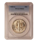 1939  S  WALKING LIBERTY HALF DOLLAR ** PCGS MS 64 ** NICE COIN** FREE SHIP 740